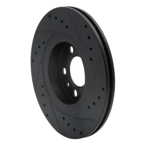 Volkswagen Beetle Brake Rotor (1) - Front Left - R1 Concepts - Drilled & Slotted - Black - `98-`15